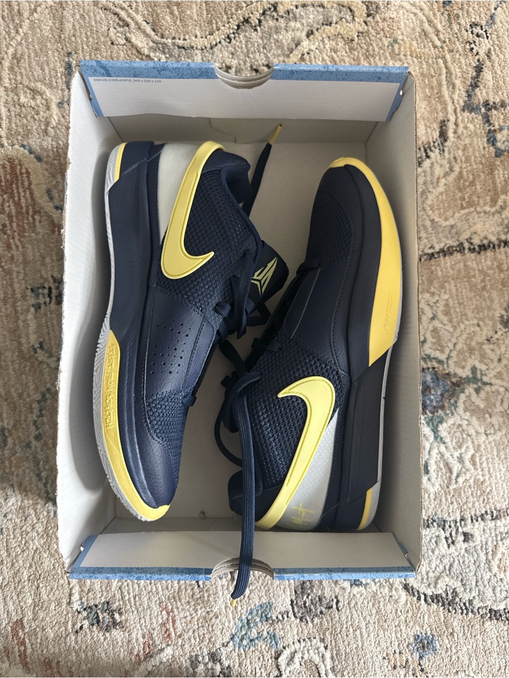 Nike Ja 1 Men’s Navy and Yellow Low-Top Basketball Shoes